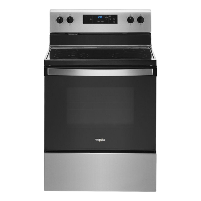 WHIRLPOOL 30" ELECTRIC RANGE, STAINLESS STEEL - 4 BURNER