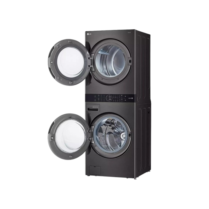 WASHER/DRYER COMBO, LG 4.5 CU. FT. WASHER & 7.4 CU. FT. ELECTRIC DRYER, BLACK STEEL